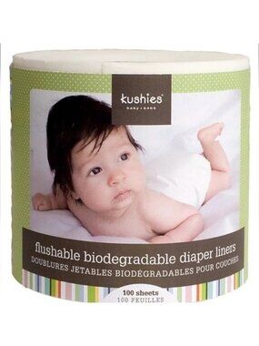 Kushies diaper liners for cloth diapers biodegradable 2x  100 sheet rolls